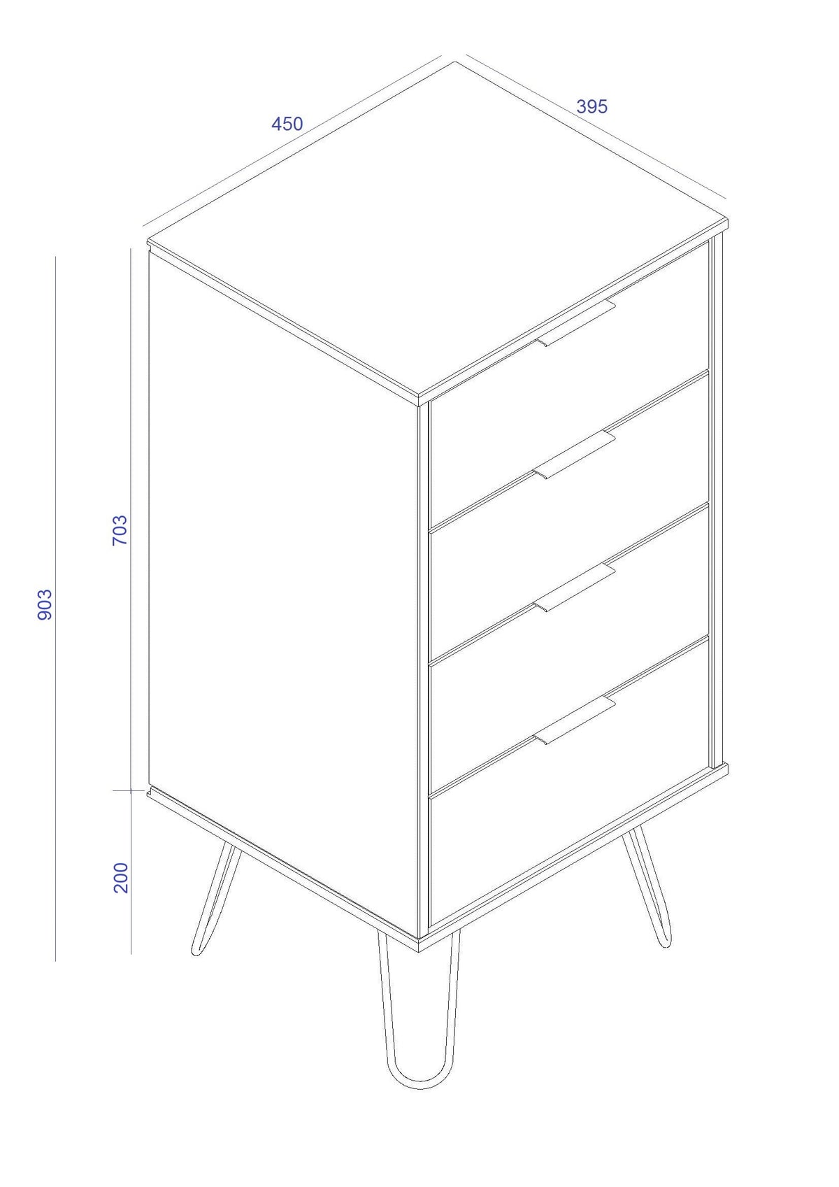 Augusta - 4 Drawer Narrow Chest Grey Textured (Self Assembly) (DHD) Image 2
