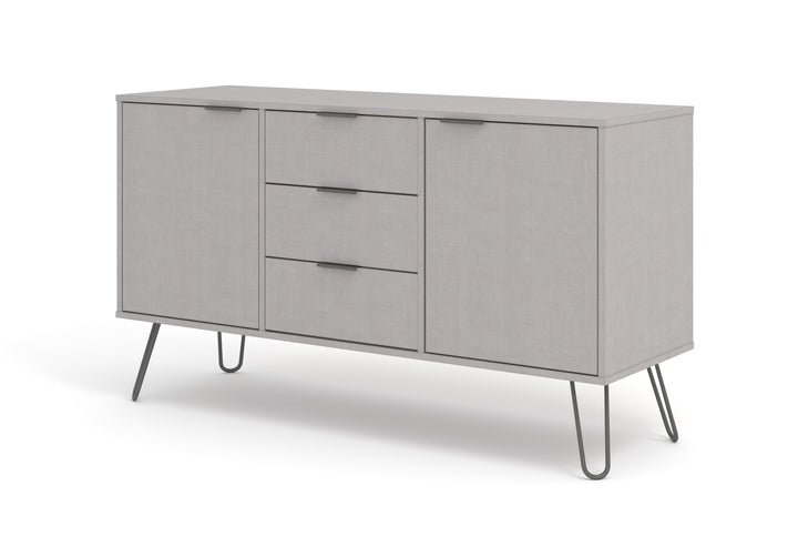 Augusta - Medium Sideboard With 2 Doors, 3 Drawers Grey Textured (Self Assembly) (DHD) Image 1