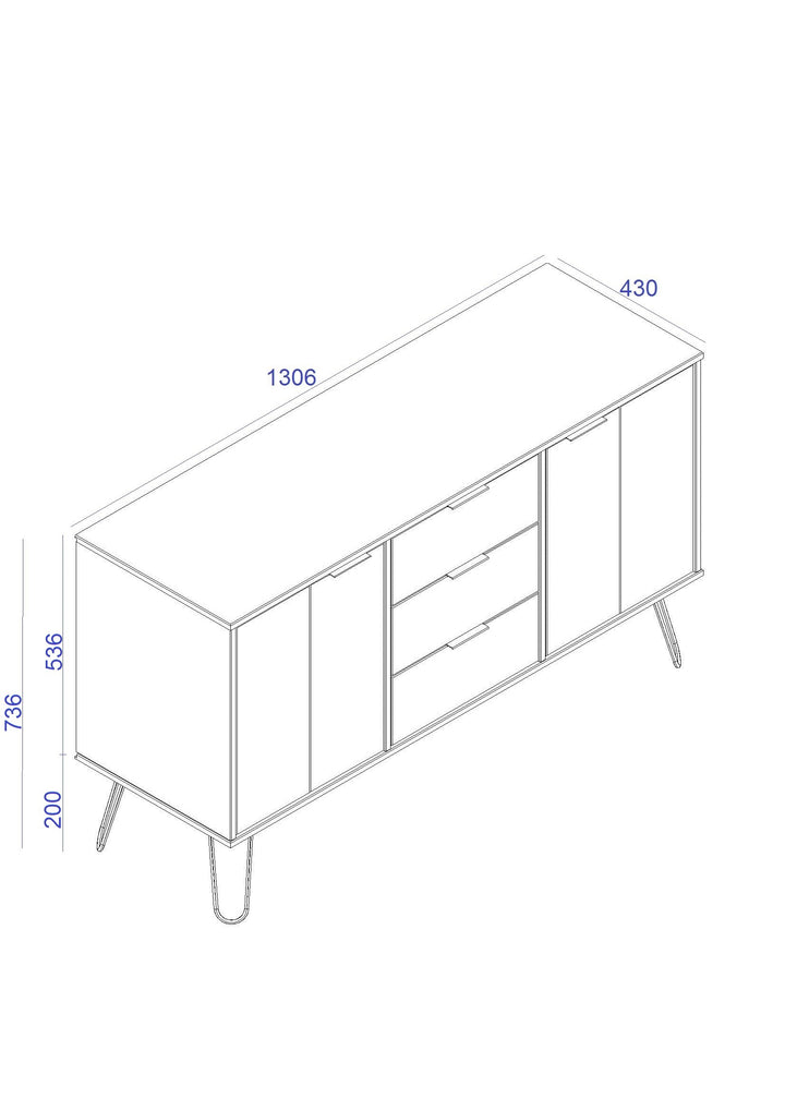 Augusta - Medium Sideboard With 2 Doors, 3 Drawers Grey Textured (Self Assembly) (DHD) Image 2