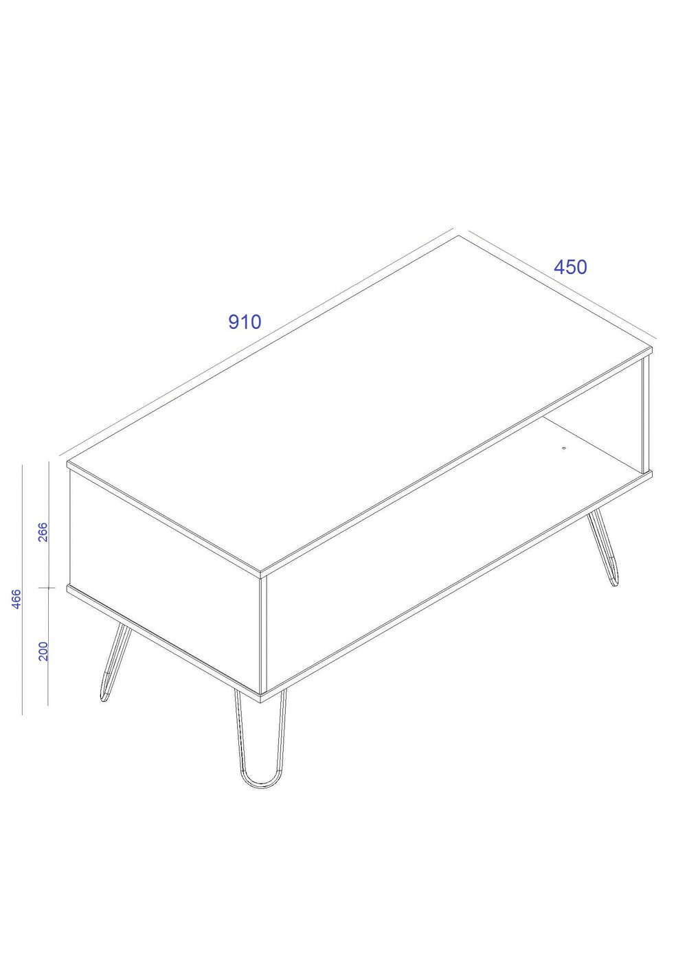 Augusta - Open Coffee Table Grey Textured (Self Assembly) (DHD) Image 2