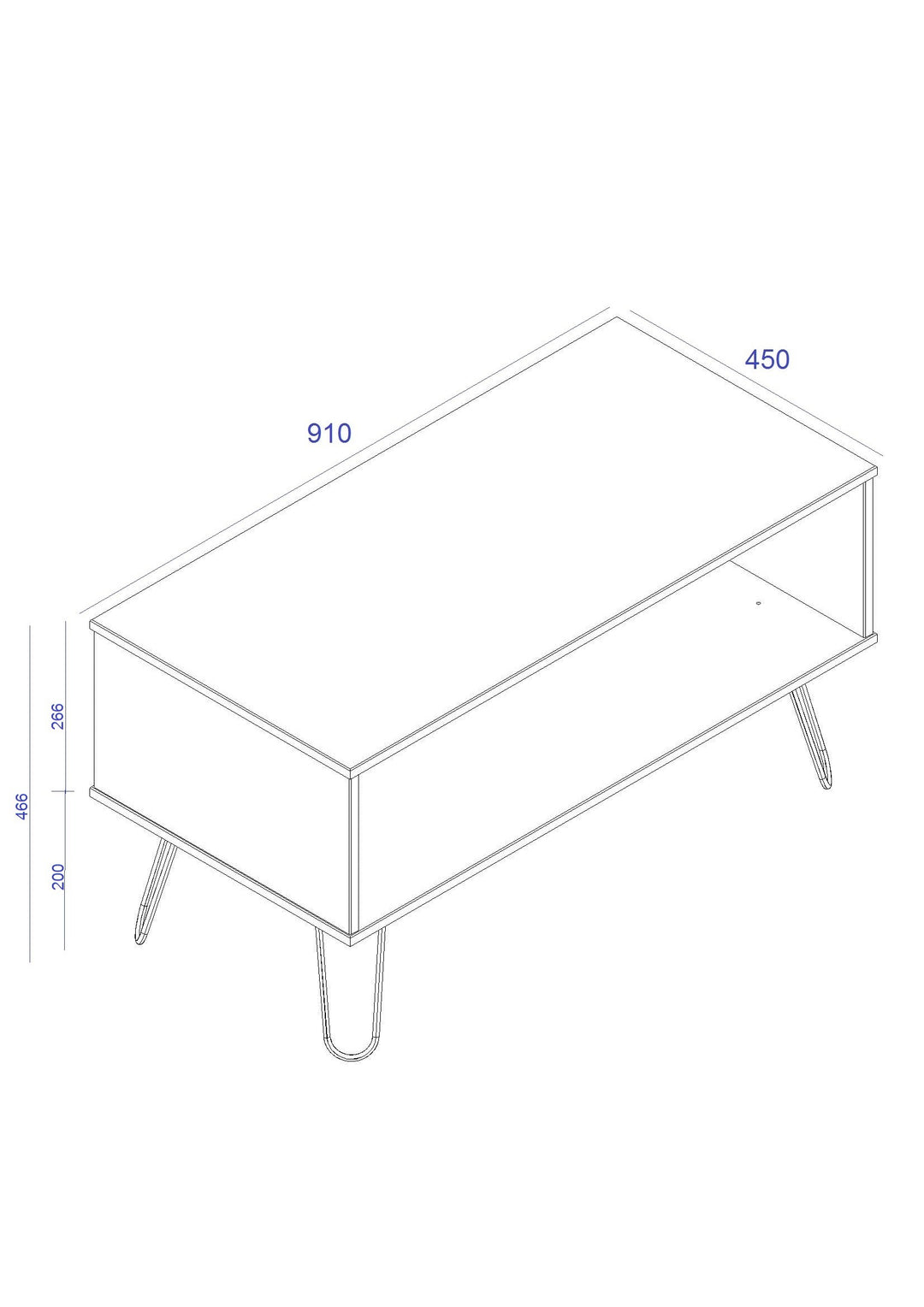 Augusta - Open Coffee Table Grey Textured (Self Assembly) (DHD) Image 2