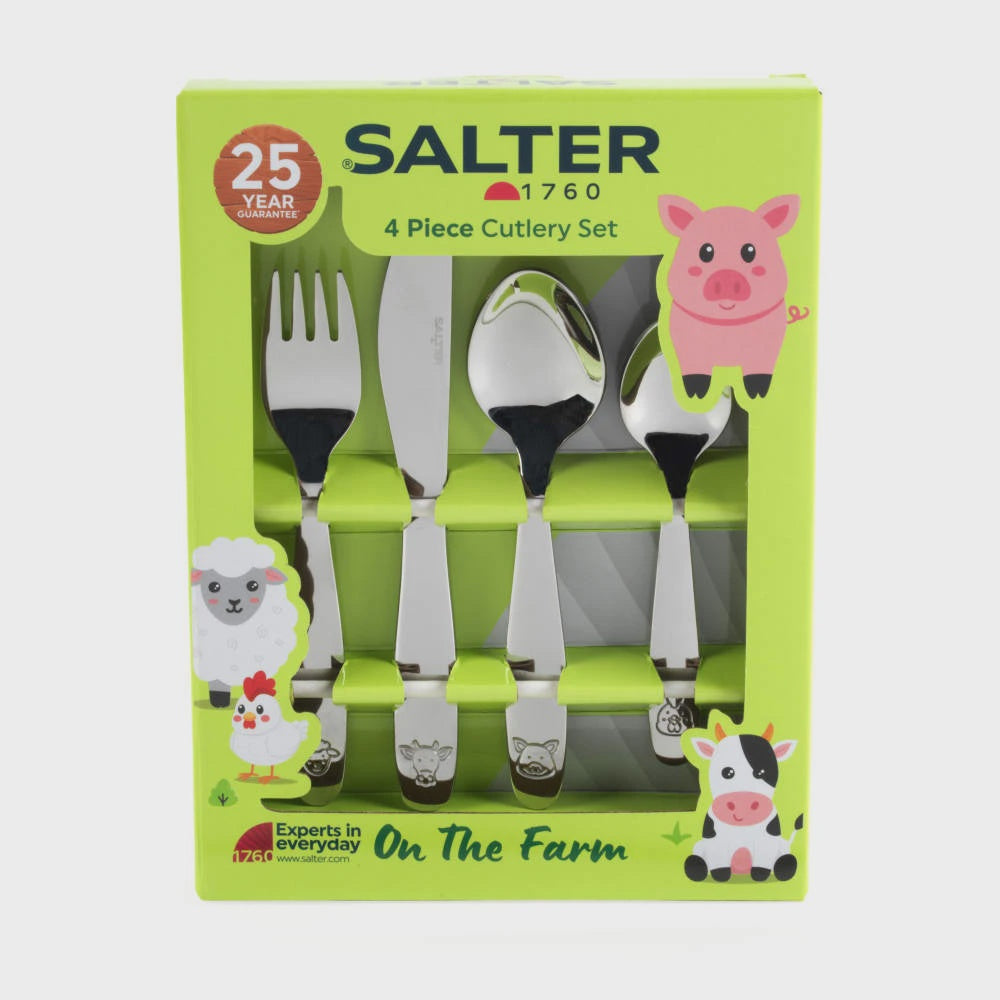 Salter 4pc Kids Cutlery Set On The Farm - Silver
