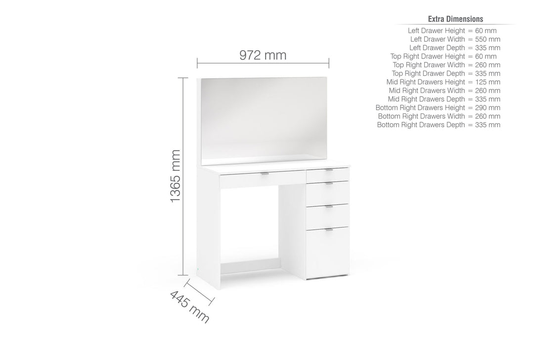 Birlea Ava 5 Drawer Dressing Table (Self Assembly) (DHD)