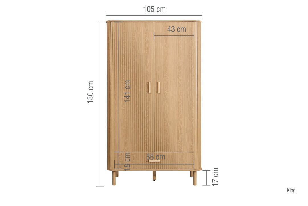 Birlea Axel 2 Door 1 Drawer Fluted Wardrobe (Self Assembly) (DHD)