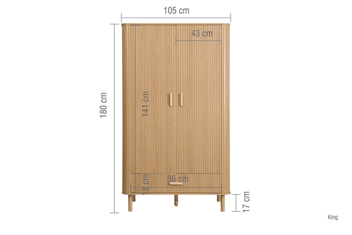 Birlea Axel 2 Door 1 Drawer Fluted Wardrobe (Self Assembly) (DHD)