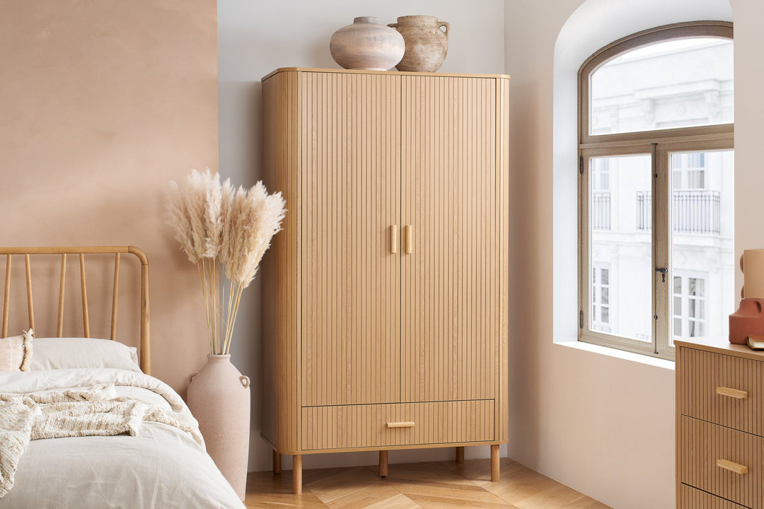 Birlea Axel 2 Door 1 Drawer Fluted Wardrobe (Self Assembly) (DHD)