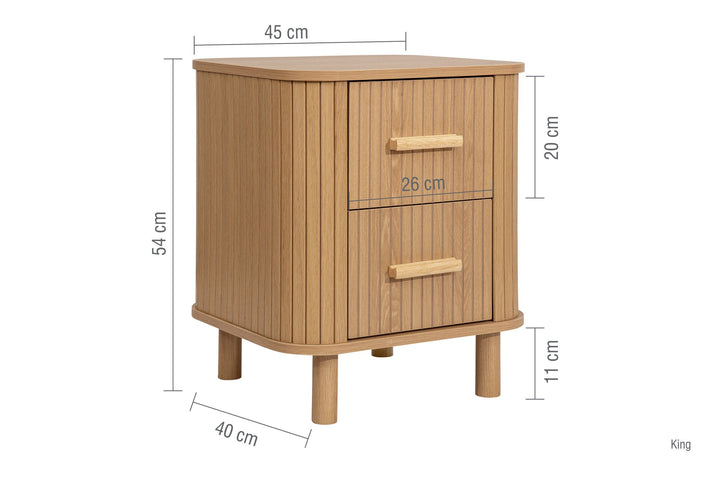 Birlea Axel 2 Drawer Fluted Bedside (Self Assembly) (DHD)