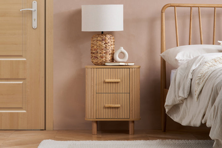 Birlea Axel 2 Drawer Fluted Bedside (Self Assembly) (DHD)