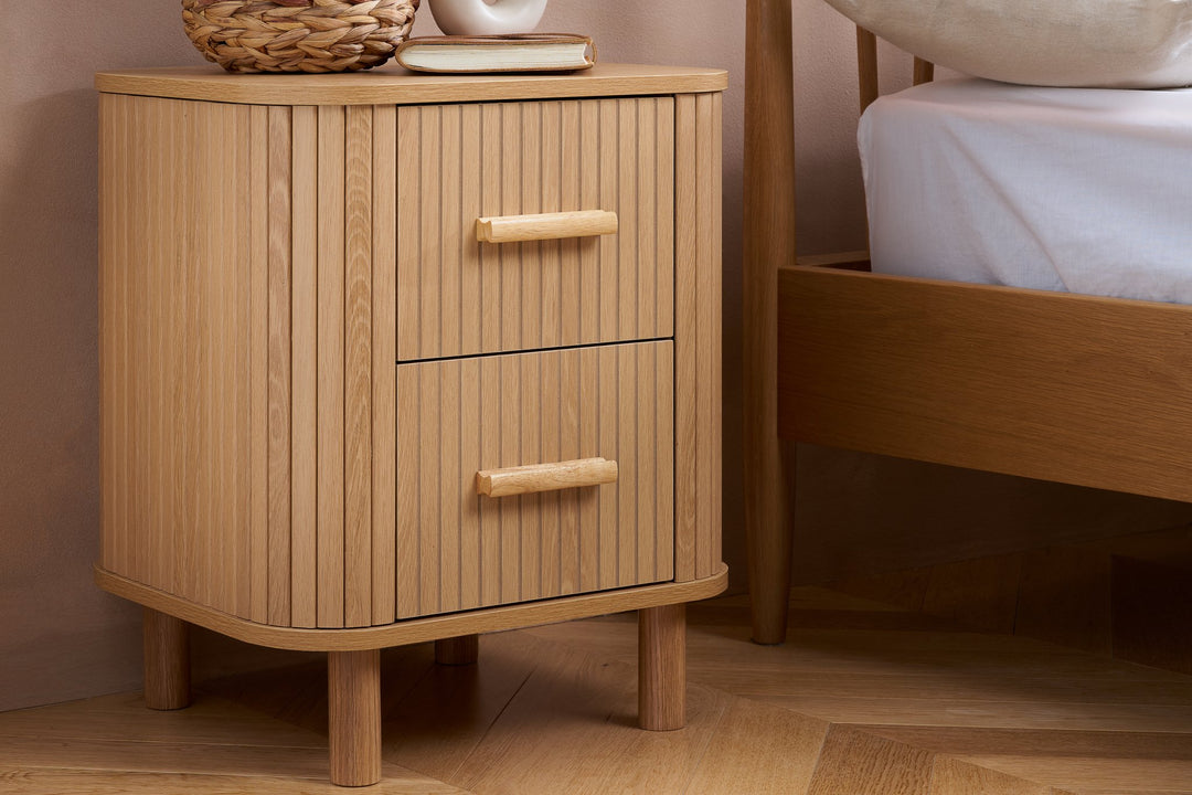 Birlea Axel 2 Drawer Fluted Bedside (Self Assembly) (DHD)