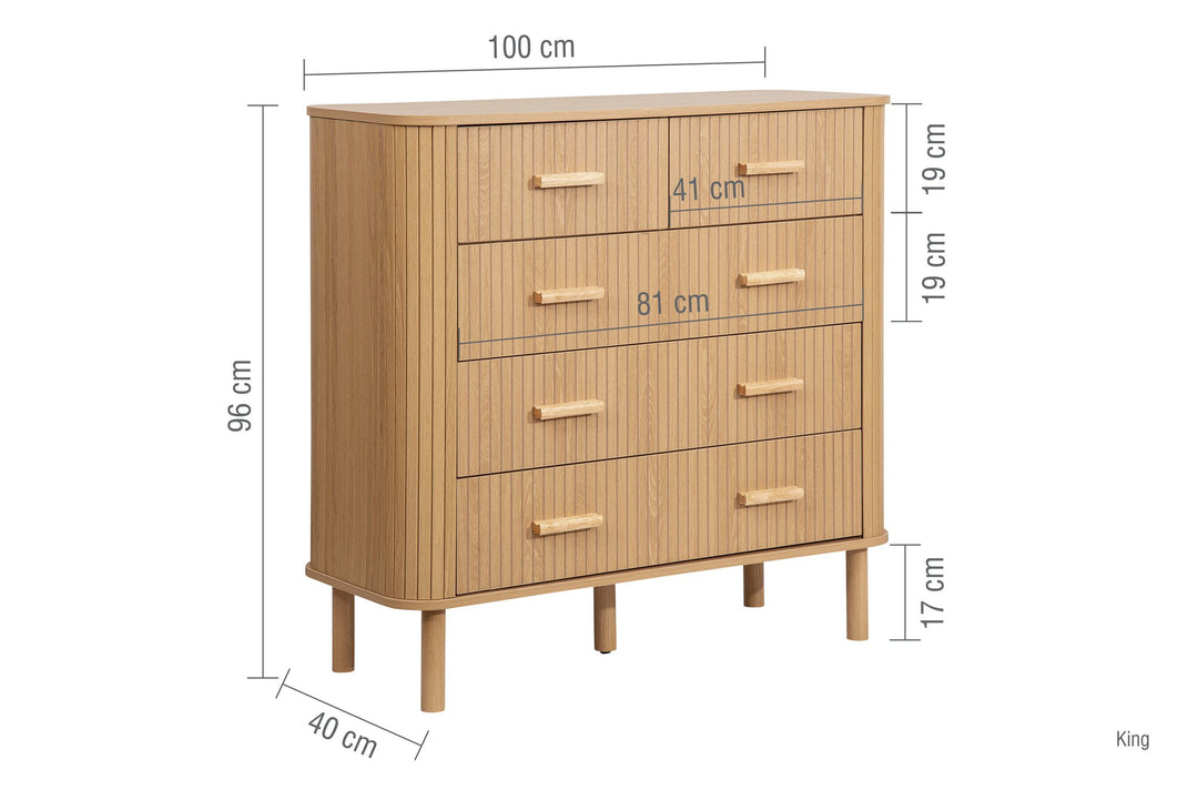 Birlea Axel 5 Drawer Fluted Chest (Self Assembly) (DHD)