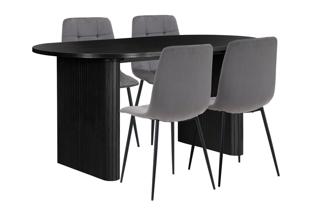 Birlea Axel Oval Fluted Dining Table With 4 Chairs (Self Assembly) (DHD)