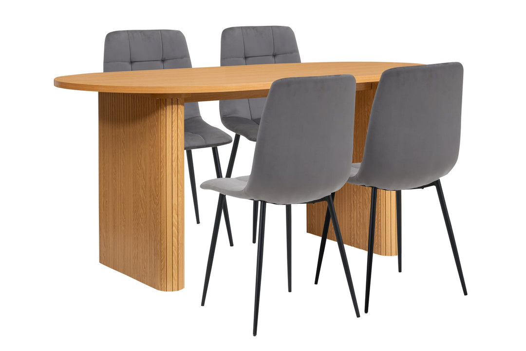 Birlea Axel Oval Fluted Dining Table With 4 Chairs (Self Assembly) (DHD)