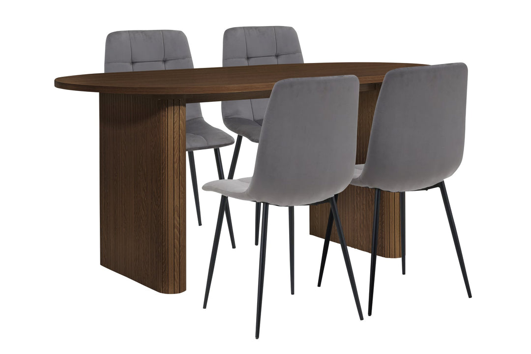 Birlea Axel Oval Fluted Dining Table With 4 Chairs (Self Assembly) (DHD)