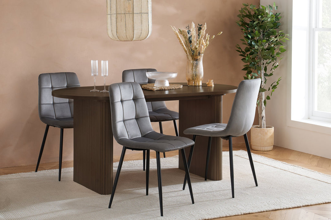 Birlea Axel Oval Fluted Dining Table With 4 Chairs (Self Assembly) (DHD)