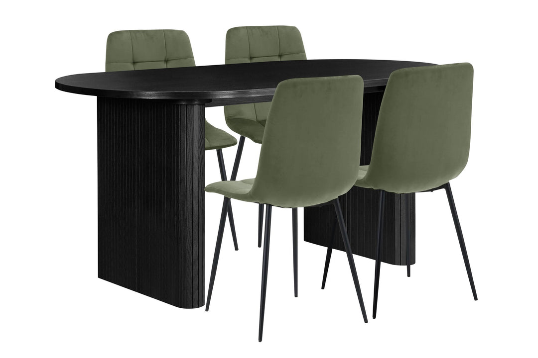 Birlea Axel Oval Fluted Dining Table With 4 Chairs (Self Assembly) (DHD)