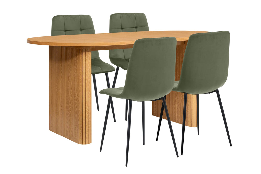 Birlea Axel Oval Fluted Dining Table With 4 Chairs (Self Assembly) (DHD)
