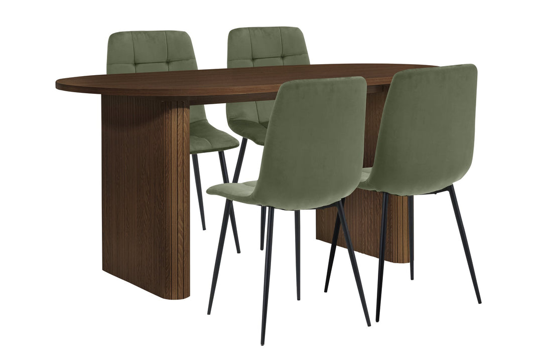 Birlea Axel Oval Fluted Dining Table With 4 Chairs (Self Assembly) (DHD)