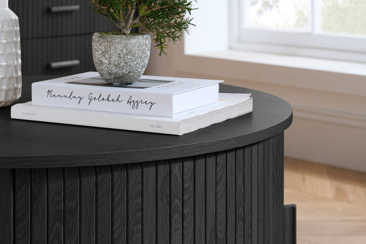 Birlea Axel Round Fluted Coffee Table with Storage (Self Assembly) (DHD)