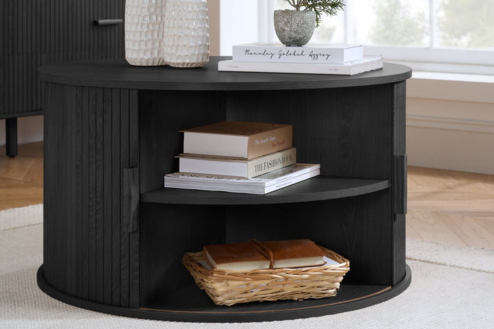 Birlea Axel Round Fluted Coffee Table with Storage (Self Assembly) (DHD)