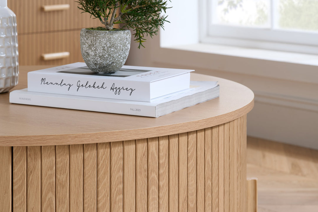 Birlea Axel Round Fluted Coffee Table with Storage (Self Assembly) (DHD)