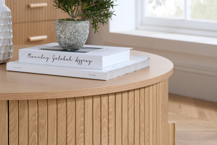 Birlea Axel Round Fluted Coffee Table with Storage (Self Assembly) (DHD)