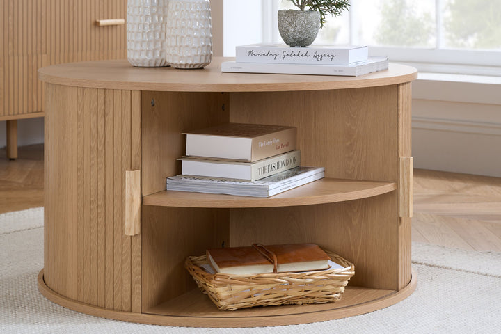 Birlea Axel Round Fluted Coffee Table with Storage (Self Assembly) (DHD)