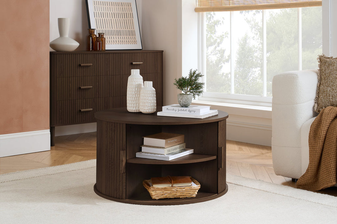 Birlea Axel Round Fluted Coffee Table with Storage (Self Assembly) (DHD)