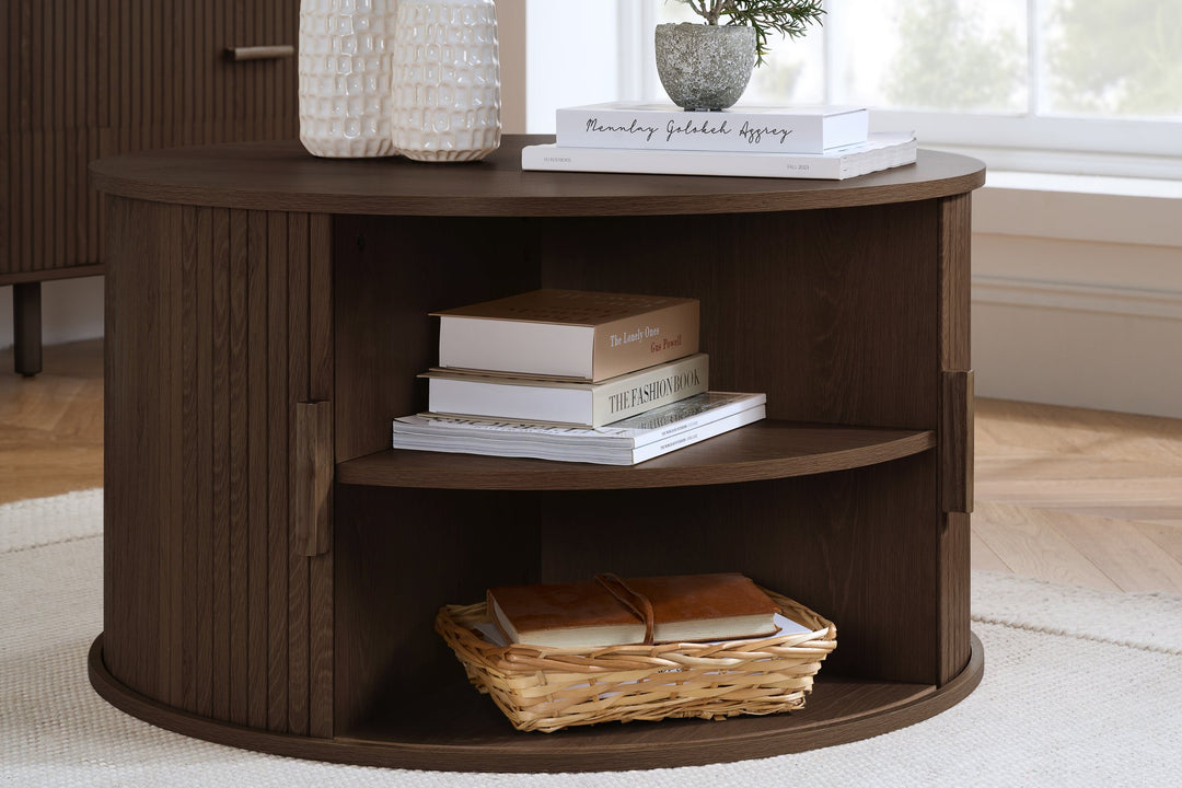 Birlea Axel Round Fluted Coffee Table with Storage (Self Assembly) (DHD)