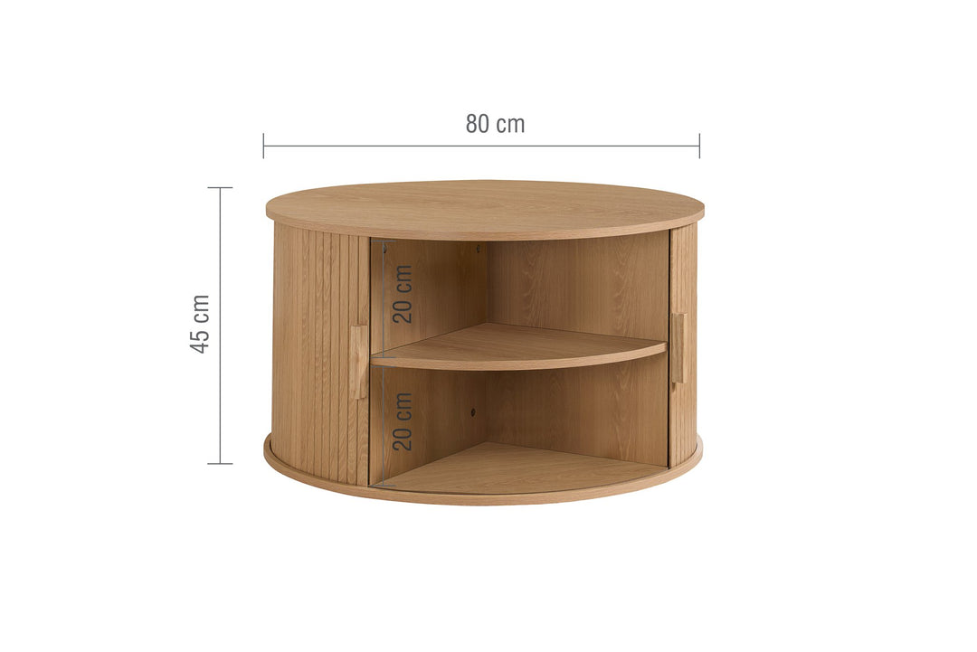 Birlea Axel Round Fluted Coffee Table with Storage (Self Assembly) (DHD)