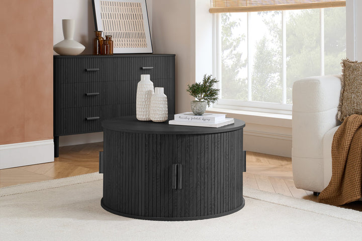 Birlea Axel Round Fluted Coffee Table with Storage (Self Assembly) (DHD)