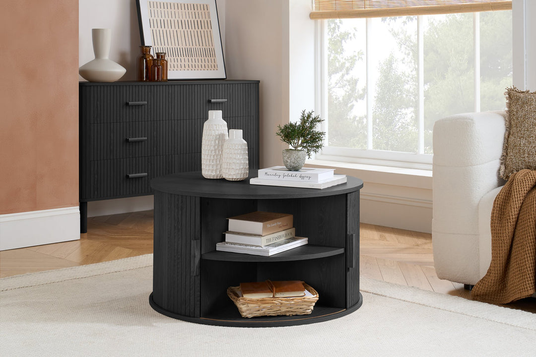 Birlea Axel Round Fluted Coffee Table with Storage (Self Assembly) (DHD)