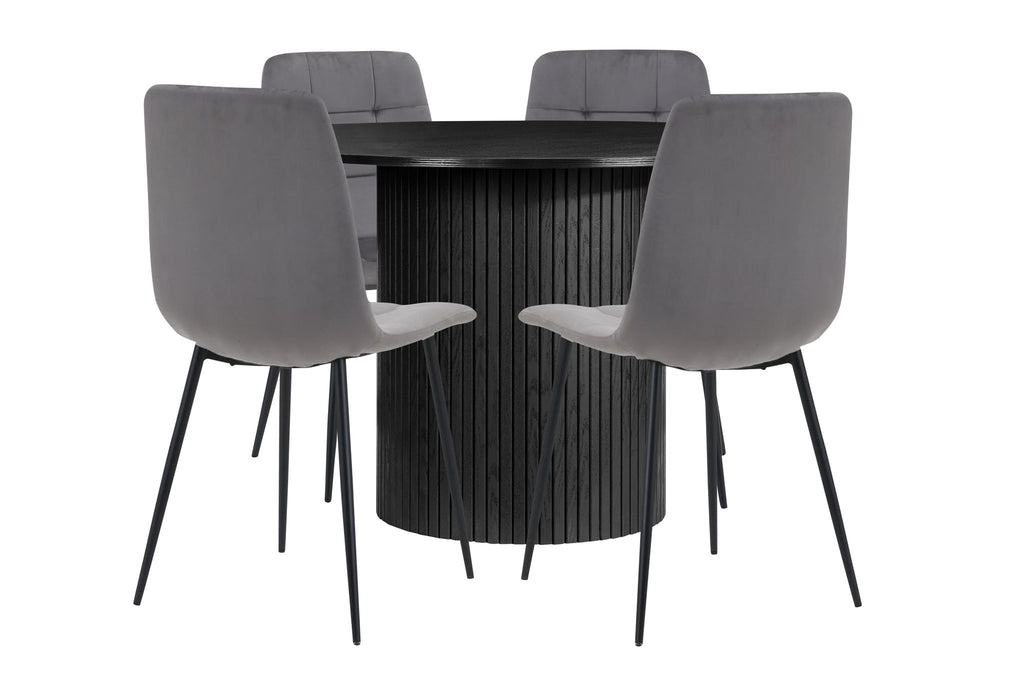 Birlea Axel Round Fluted Dining Table with 4 Chairs (Self Assembly) (DHD)