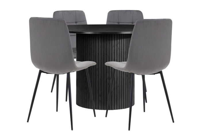 Birlea Axel Round Fluted Dining Table with 4 Chairs (Self Assembly) (DHD)