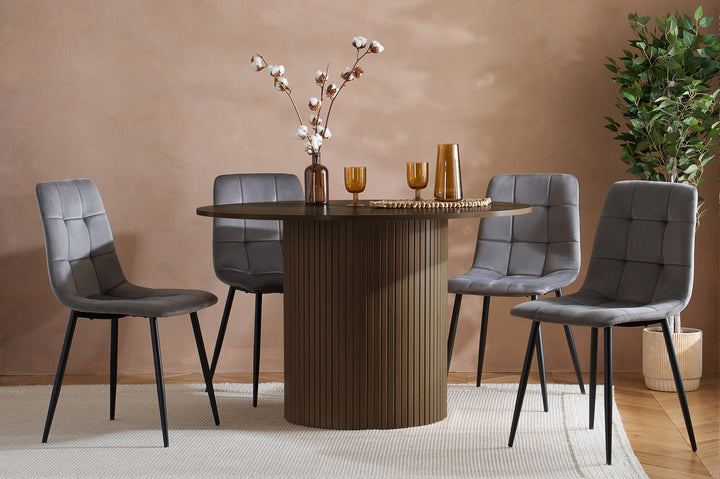 Birlea Axel Round Fluted Dining Table with 4 Chairs (Self Assembly) (DHD)