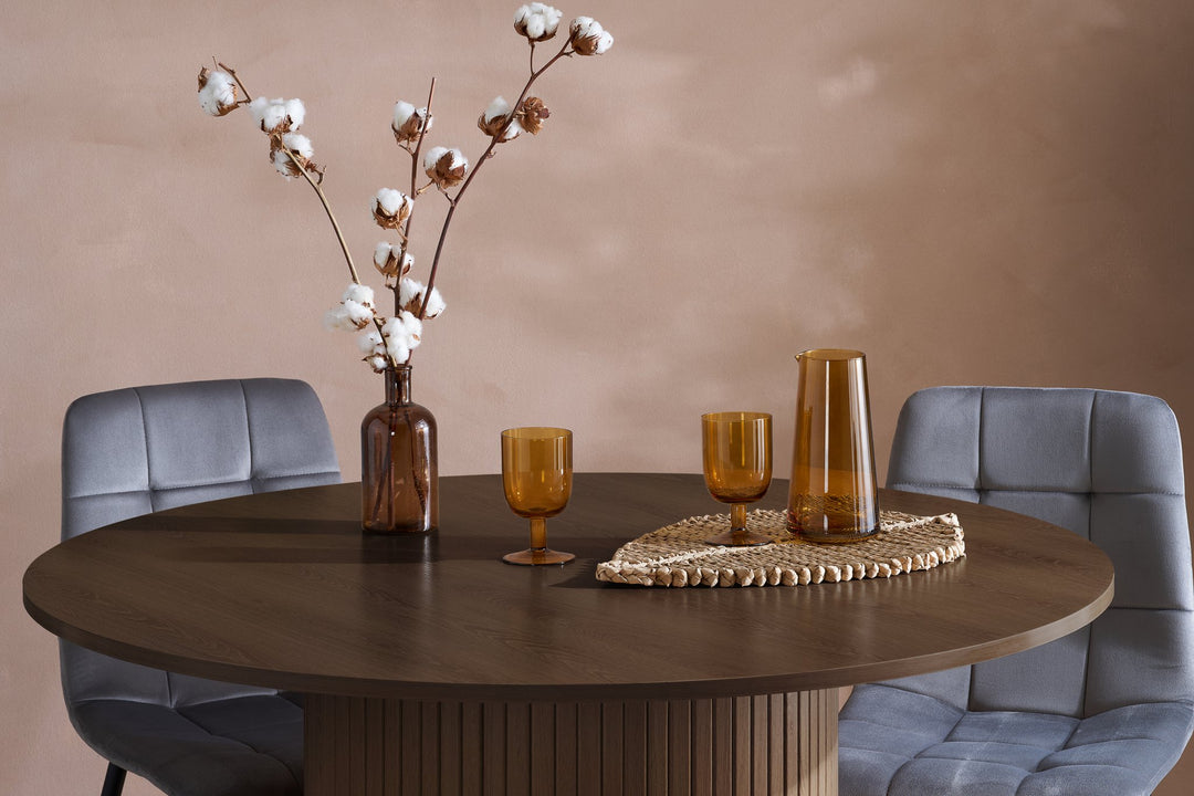 Birlea Axel Round Fluted Dining Table with 4 Chairs (Self Assembly) (DHD)