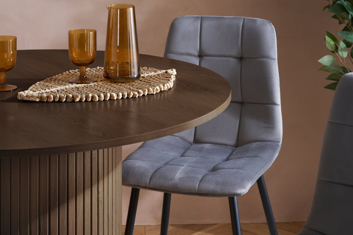 Birlea Axel Round Fluted Dining Table with 4 Chairs (Self Assembly) (DHD)