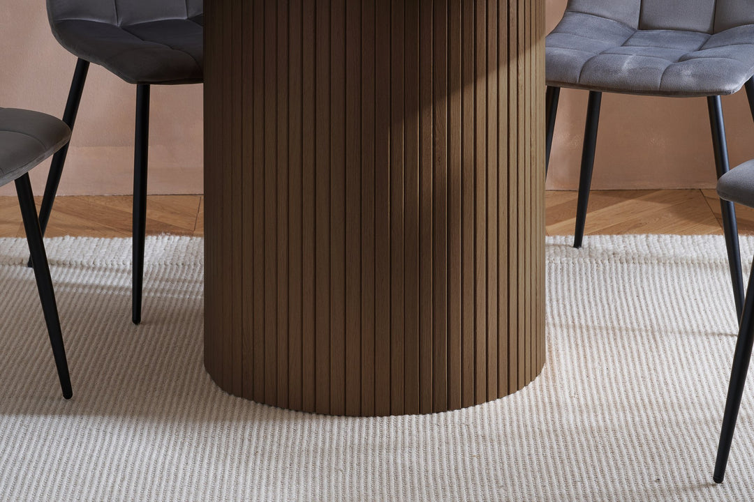 Birlea Axel Round Fluted Dining Table with 4 Chairs (Self Assembly) (DHD)