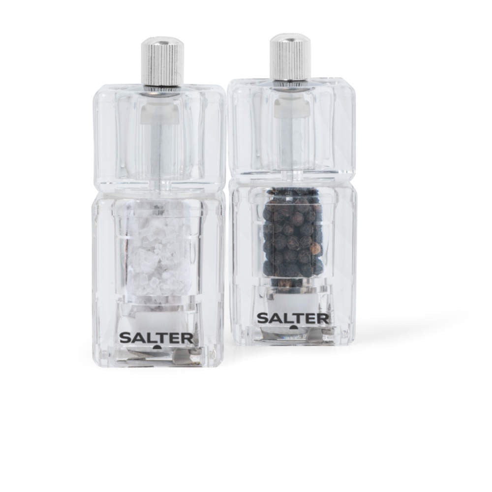 Salter Mini Salt & Pepper Mill Set Refillable and Adjustable Grind