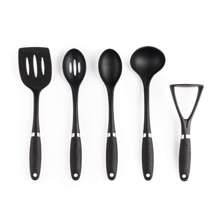 Russell Hobbs Utensil Set 5-Piece Hanging Hook Soft Touch Easy Clean Venus Black