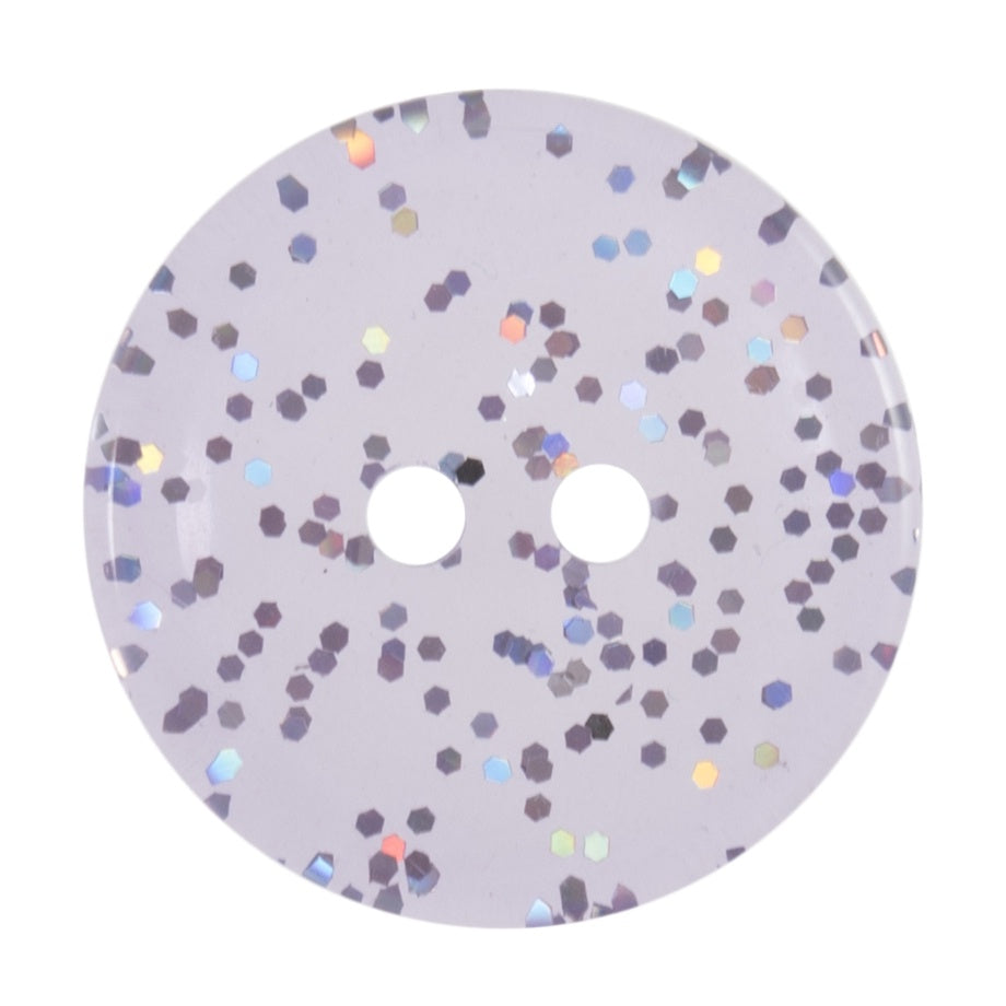 Buttons: Transparent: Glitter: 2 Hole: 15mm: Lilac