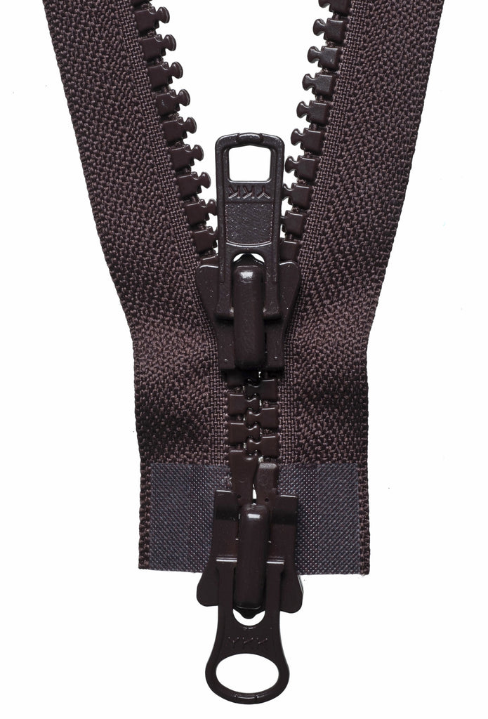 Vislon Heavy Two-Way Open End Zip: 66cm: Brown
