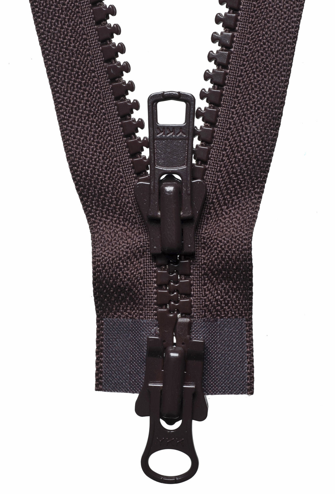 Vislon Heavy Two-Way Open End Zip: 66cm: Brown