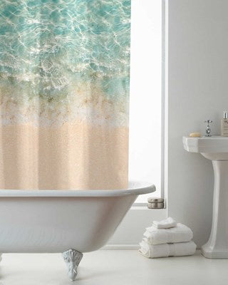 Beach Design Shower Curtains With Rings