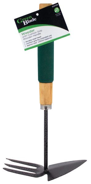 Green Blade Weeder With Cushion Grip Wooden Handle