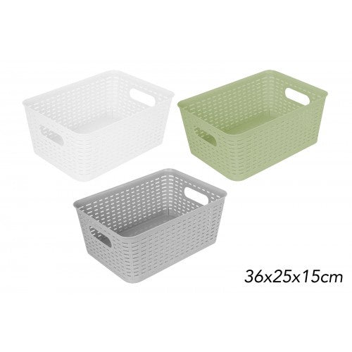 Rattan Collection  Polyrattan Basket 36x25x15cm 3 Assorted Colours