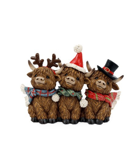 Sifon Festive Highland Cows Figurines Triplets