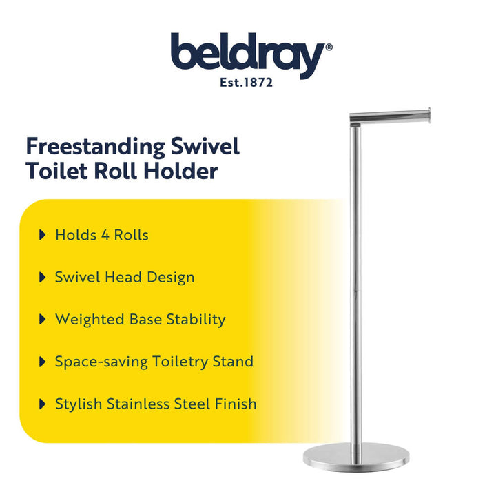 Beldray Swivel Top Toilet Roll Holder Stainless Steel