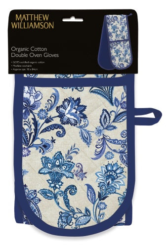 Museums & Galleries Double Oven Gloves Organic Cotton Blue Paisley