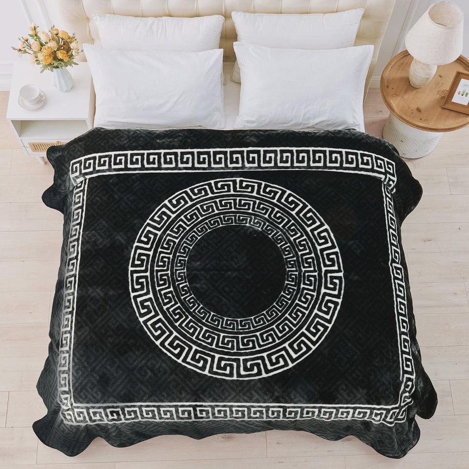 Apollo Greek Key Mink Throw 150cm x 200cm Black