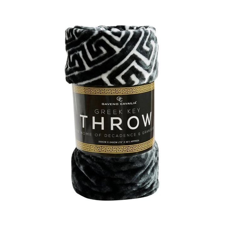 Apollo Greek Key Mink Throw 150cm x 200cm Black